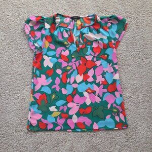 J. Crew Vibrant Multicolor Floral Blouse